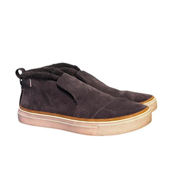 Toms Shoes - TOMS Paxton Boots Women's Size 9.5 Gray Suede Faux Fur Slip On Ankle Shoes